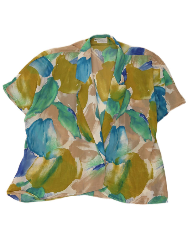 Vintage Damen Cardigan Top UK 16 Large Mehrfarbiger Farbblock