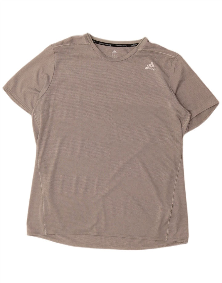 Adidas Herren Lauf-T-Shirt Top XL grau gestreift Polyester