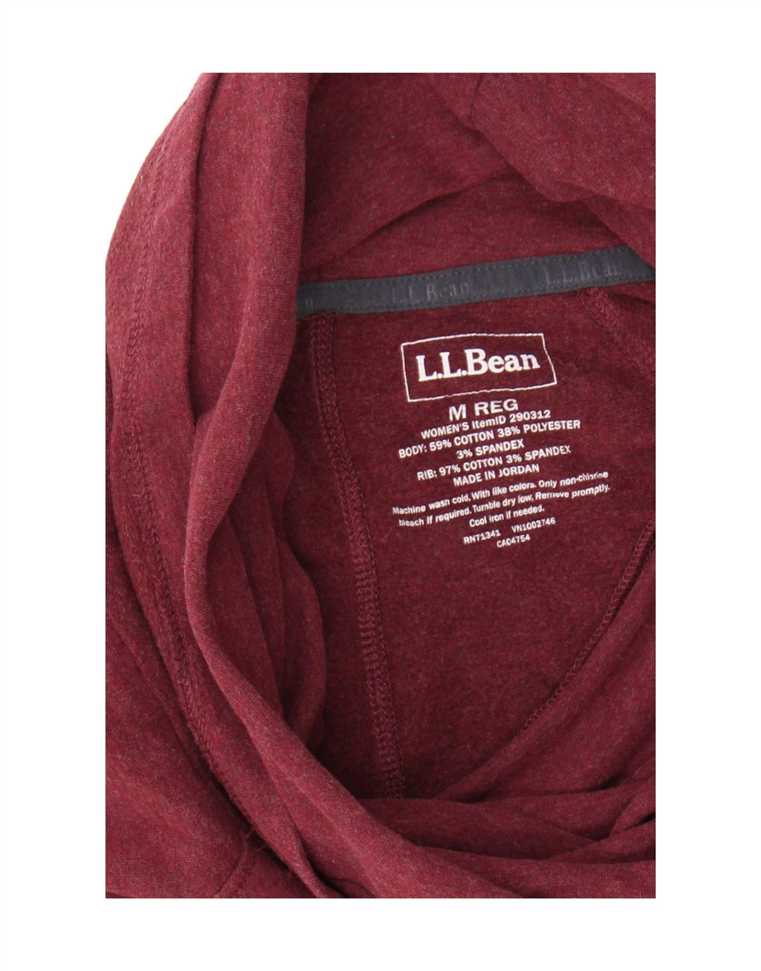 L.L.Bean Damen-Sweatshirt mit Rundhalsausschnitt, UK 14, mittelgroß, Burgunderrot, Baumwolle