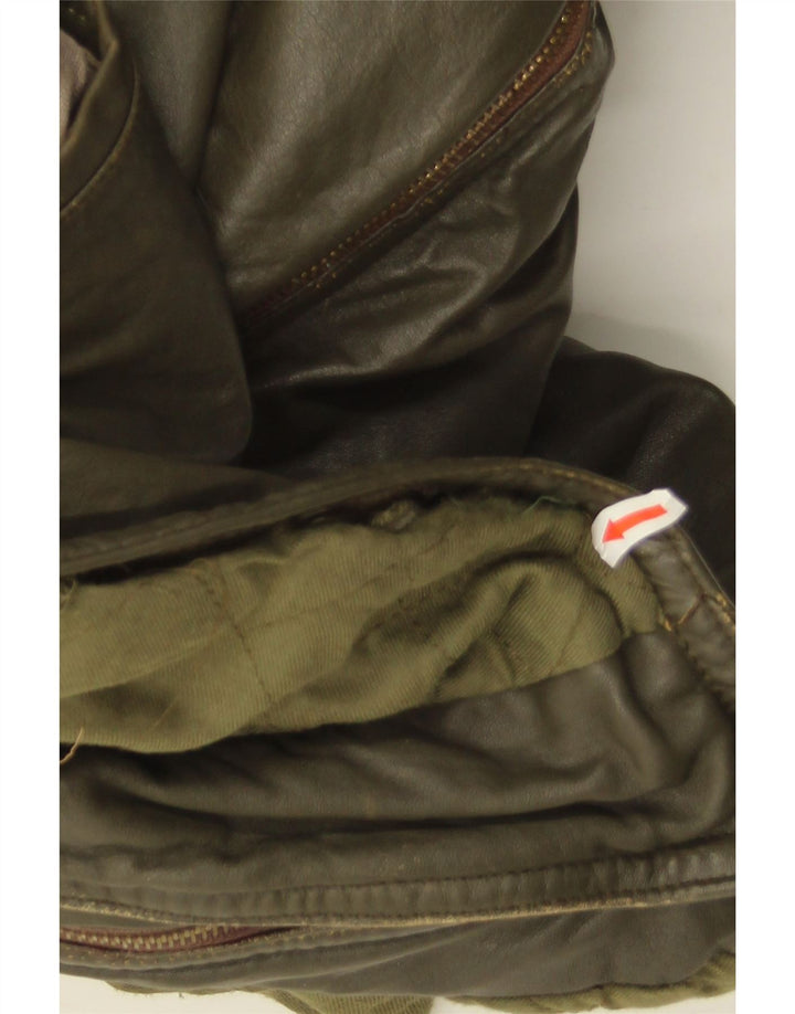 Vintage Herren Lederjacke IT 50 großes Khaki-Leder