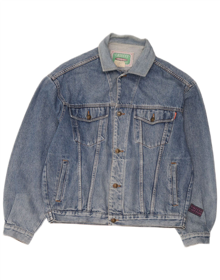 Casucci Herren Jeansjacke UK 40 Große blaue Baumwolle