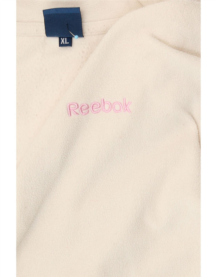 Reebok Damen-Fleecepullover mit Reißverschluss, UK 18, XL, Weiß, Polyester