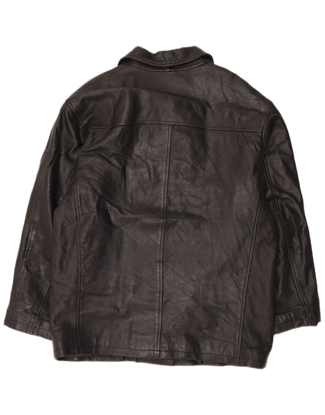 Vintage Herren übergroße zweireihige Lederjacke UK 38 Medium Schwarz