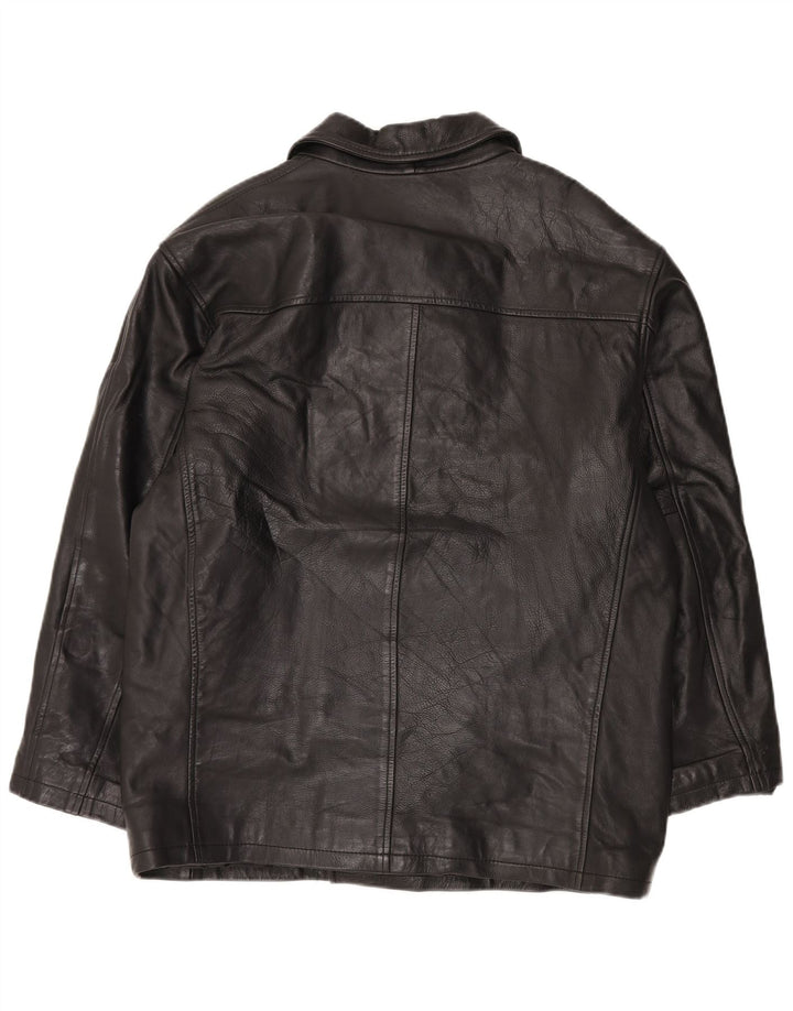 Vintage Herren übergroße zweireihige Lederjacke UK 38 Medium Schwarz