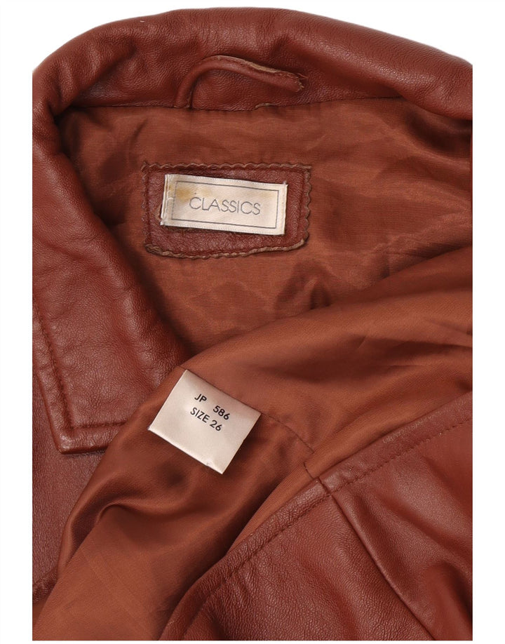 Classics Damen-Blazerjacke aus Leder mit 3 Knöpfen, UK 26 5XL, braunes Leder