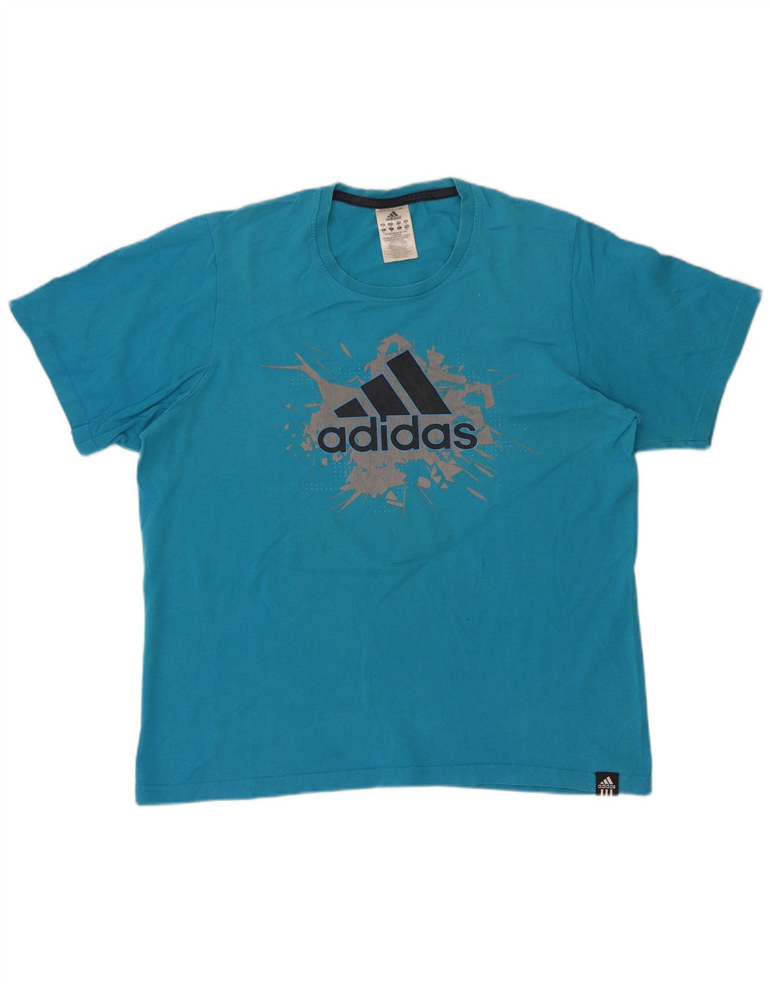 Adidas Herren Grafik-T-Shirt aus mittelblauer Baumwolle