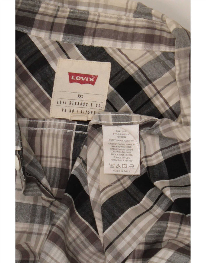 Levi's Herren Kurzarmhemd 2XL Marineblau kariert Baumwolle