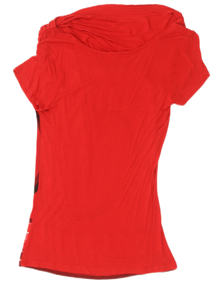 Desigual Damen Grafik-Blusenoberteil UK 12 Mittelrot Geometrisch