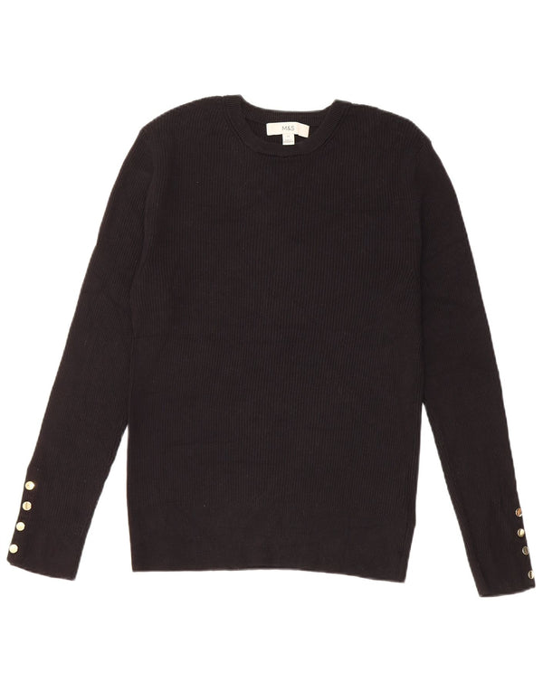 Marks & Spencer Damen Top Langarm UK 12 Medium Schwarz Viskose