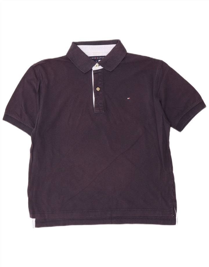 Tommy Hilfiger Herren-Poloshirt, mittelmarineblaue Baumwolle