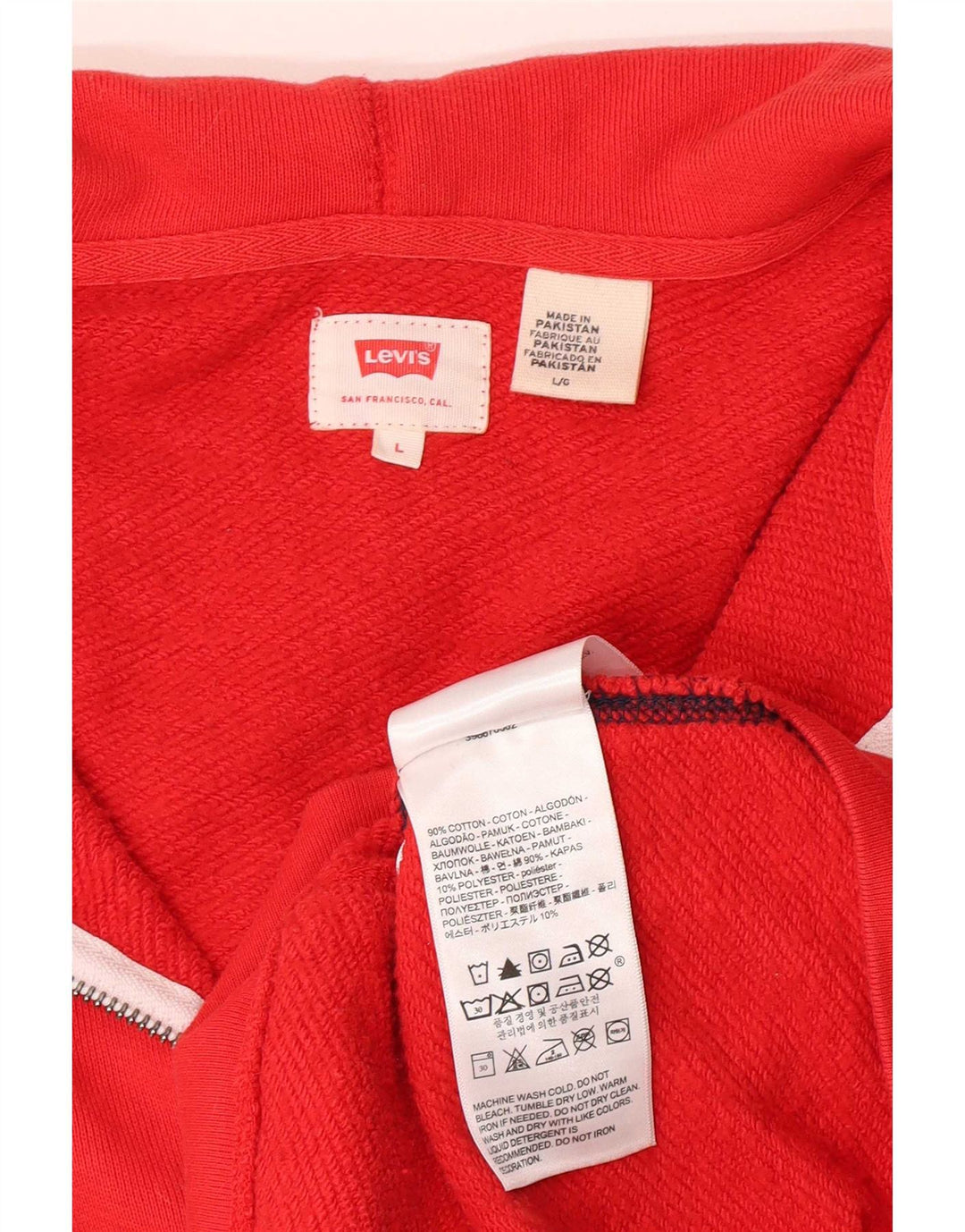 Levi's Herren-Kapuzenpullover mit Reißverschluss, groß, rot, Colourblock-Baumwolle