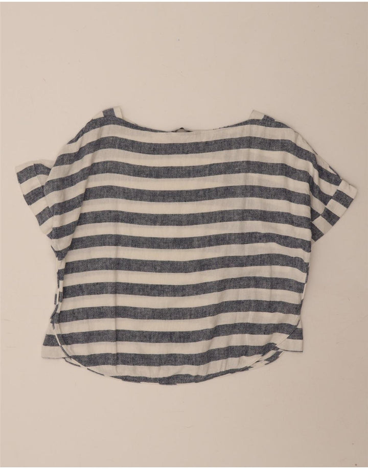 Übergroßes T-Shirt-Oberteil von Zara für Damen, UK 14, mittelblau gestreift, nautisch