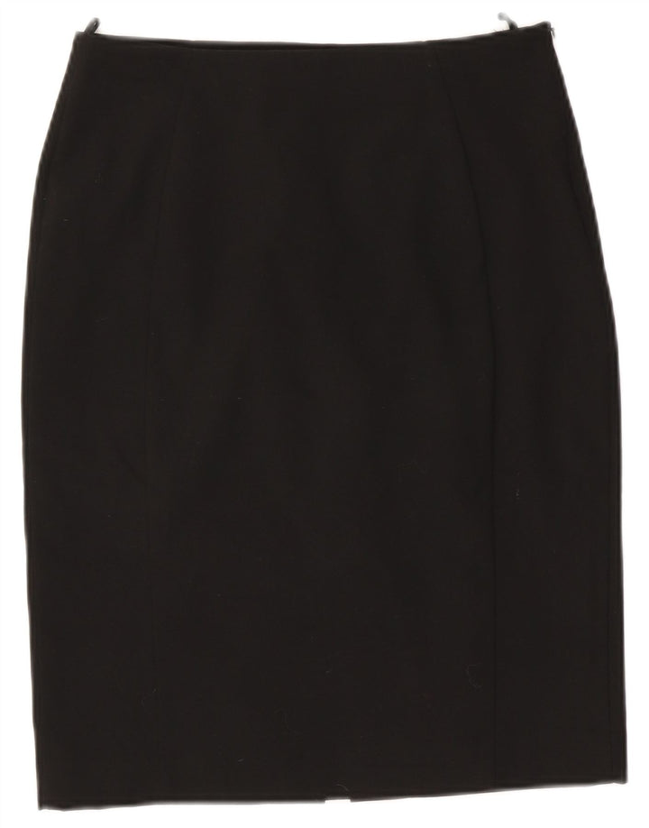 Benetton Damen Bleistiftrock UK 10 Small W27 Schwarz Polyester