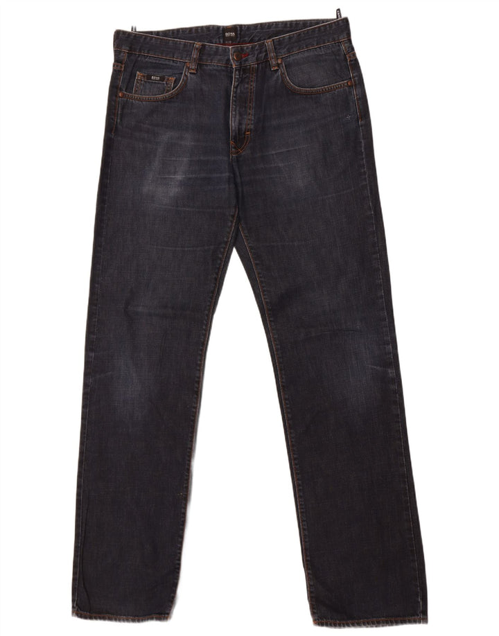 Hugo Boss Herren Kansas Straight Jeans W36 L36 Marineblaue Baumwolle