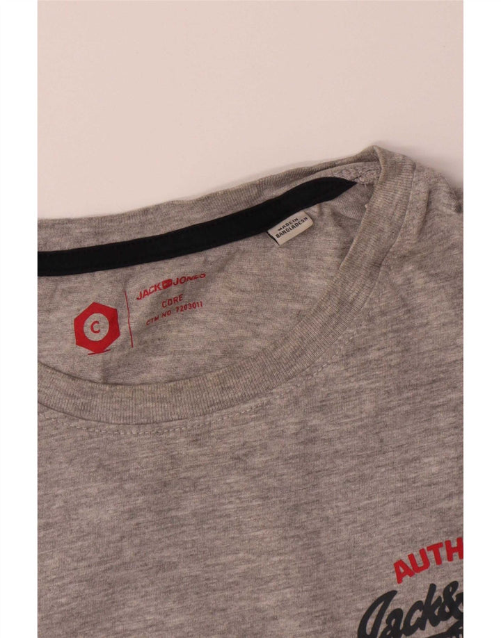 Jack & Jones Herren-T-Shirt-Oberteil aus mittelgrauer Baumwolle
