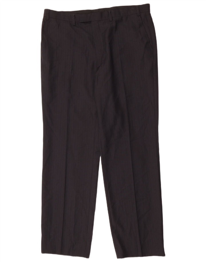 Marks & Spencer Herrenanzughose W38 L33 Marineblau gestreiftes Polyester