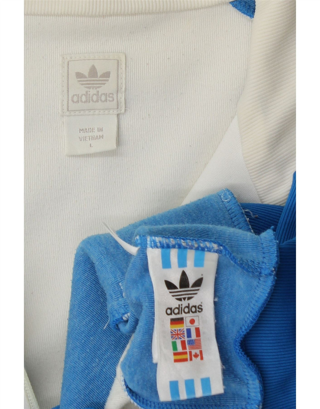 Adidas Herren-Trainingsanzug-Top-Jacke, großes weißes Colourblock-Polyester
