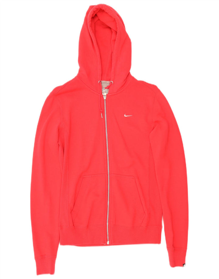 Nike Damen Zip Hoodie Pullover UK 14 Mittelrote Baumwolle