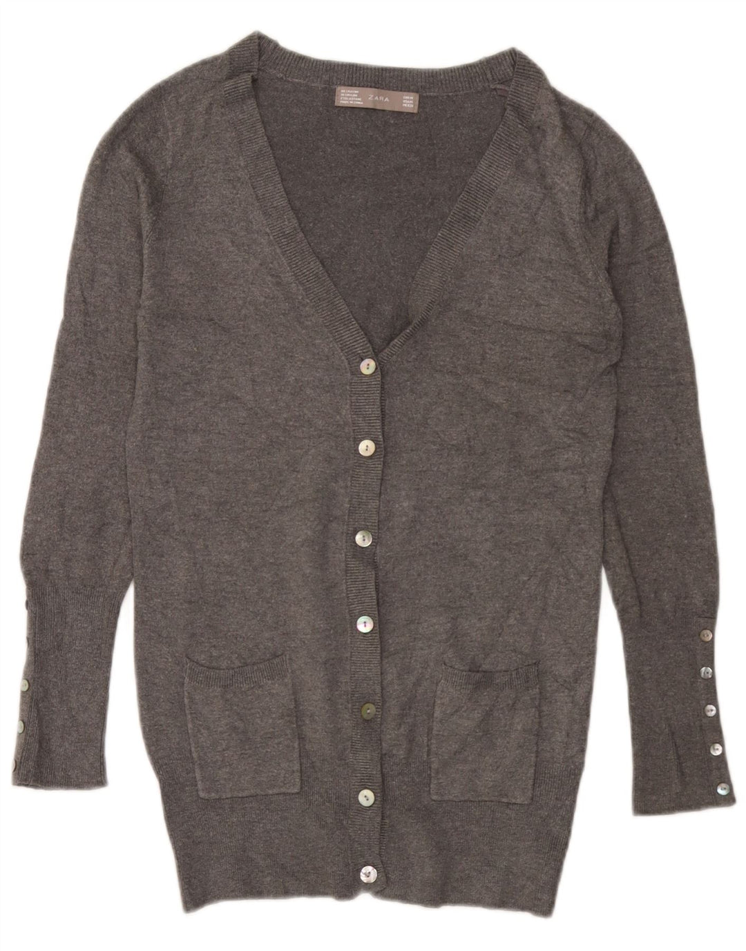 Zara Damen-Cardigan-Pullover UK 12 Mittelgrauer Rayon