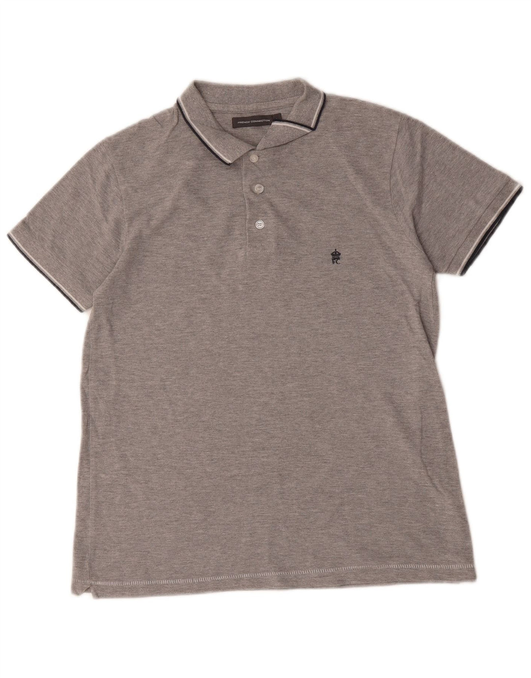 French Connection Herren-Poloshirt, Größe S, graue Baumwolle