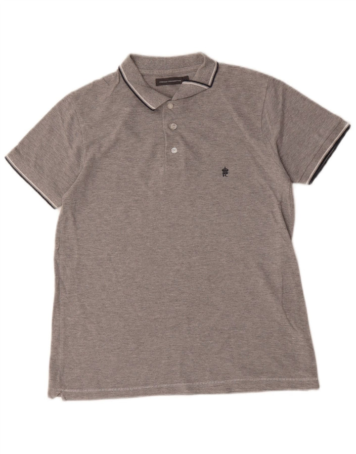 French Connection Herren-Poloshirt, Größe S, graue Baumwolle