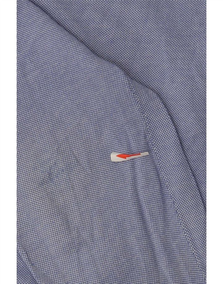 Massimo Dutti Herren-Pullover mit V-Ausschnitt, groß, aus blauer Baumwolle