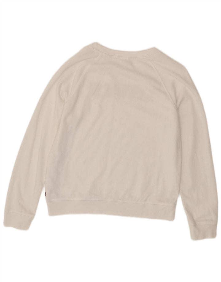 LEVI'S Womens Crop Graphic Sweatshirt Jumper UK 14 Medium White Cotton