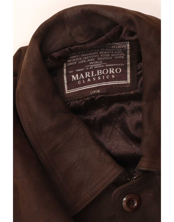 Marlboro Classics Herren-Lederjacke mit normaler Passform, Größe 40, Braun, Klassisch