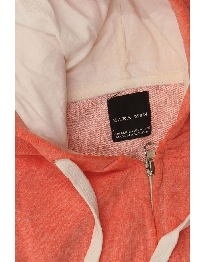 Zara Herren-Kapuzenpullover mit Reißverschluss, XL, Orange meliert