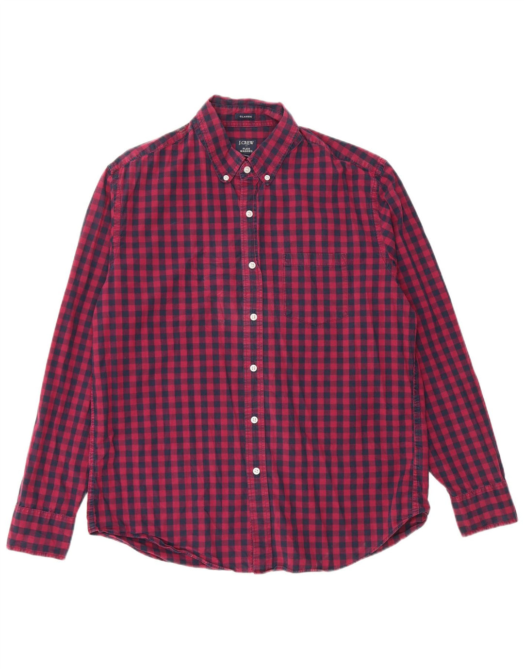 J. CREW Herren-Hemd mit klassischer Passform, groß, marineblau, Gingham-Baumwolle