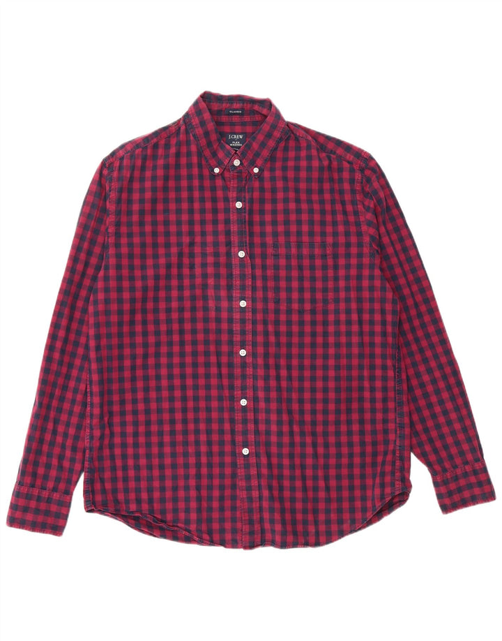 J. CREW Herren-Hemd mit klassischer Passform, groß, marineblau, Gingham-Baumwolle