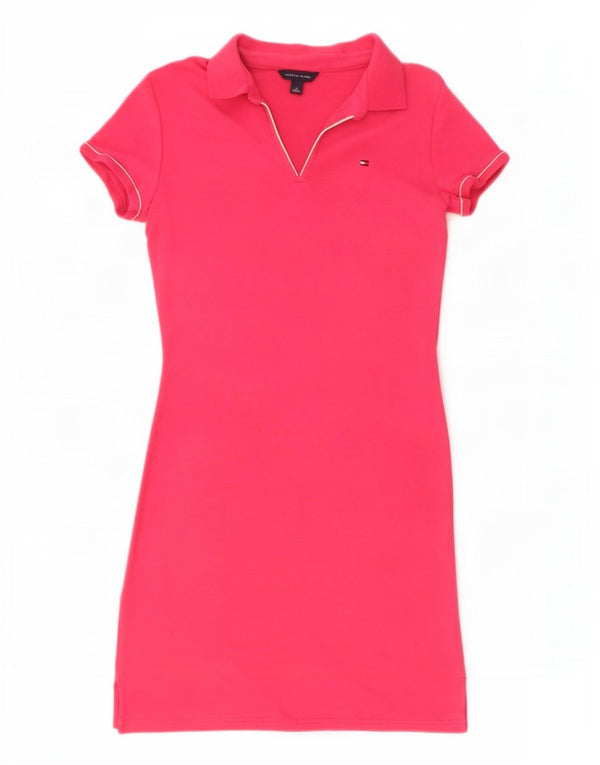 Tommy Hilfiger Damen Polokleid UK 12 Mittelrosa Baumwolle