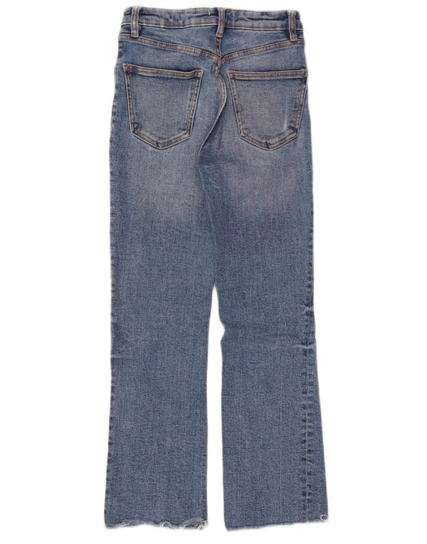 Zara Damen Bootcut Jeans EU 34 2XS W24 L24 Blaue Baumwolle