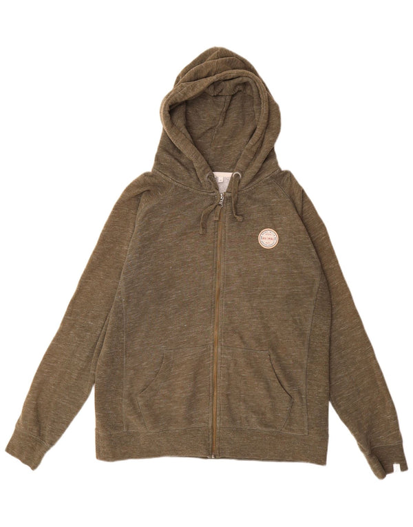 ANIMAL Damen-Kapuzenpullover mit Reißverschluss, UK 14, große Khaki-gefleckte Baumwolle