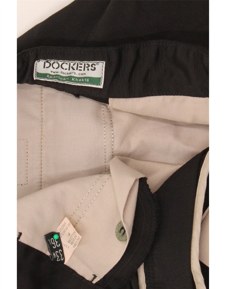 DOCKERS Herren Khakis Straight Chino Hose W33 L30 Schwarze Baumwolle