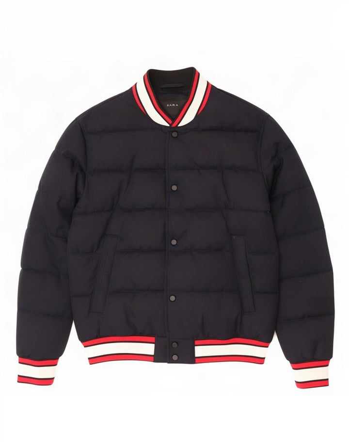 Wattierte Jacke für Herren von Zara, UK 38, Mittelmarineblau, Colourblock-Polyester
