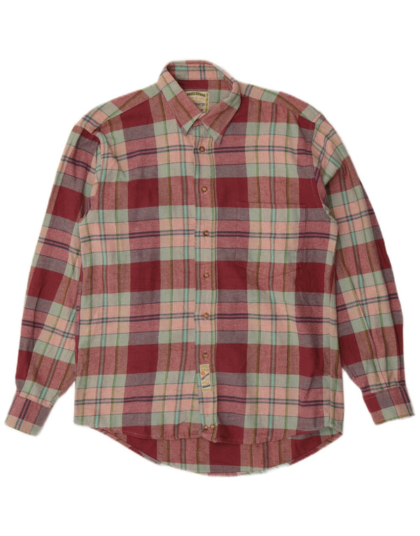Vintage Herren Flanellhemd Größe 40 15 3/4 Mittelrot kariert
