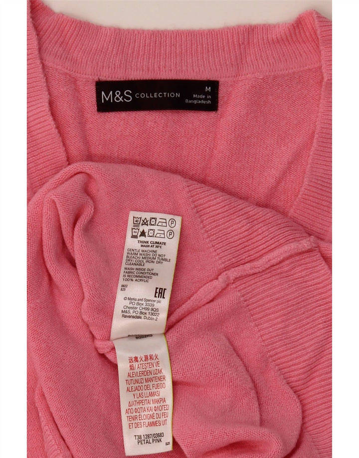 Marks & Spencer Damen-Pullover mit V-Ausschnitt, UK 14, Mittelrosa, Acryl