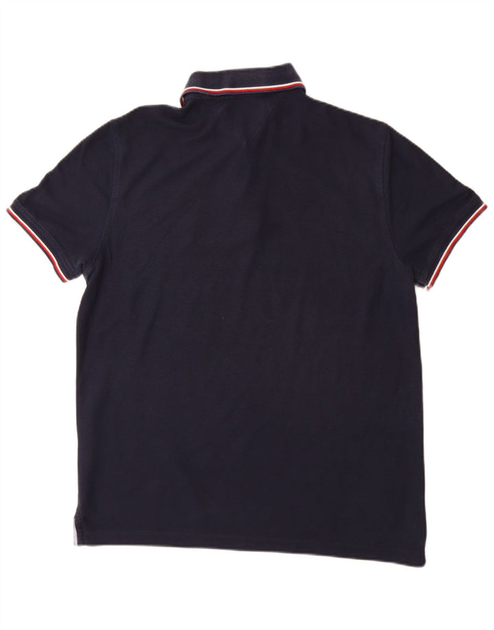 Tommy Hilfiger Herren-Poloshirt, mittelmarineblaue Baumwolle