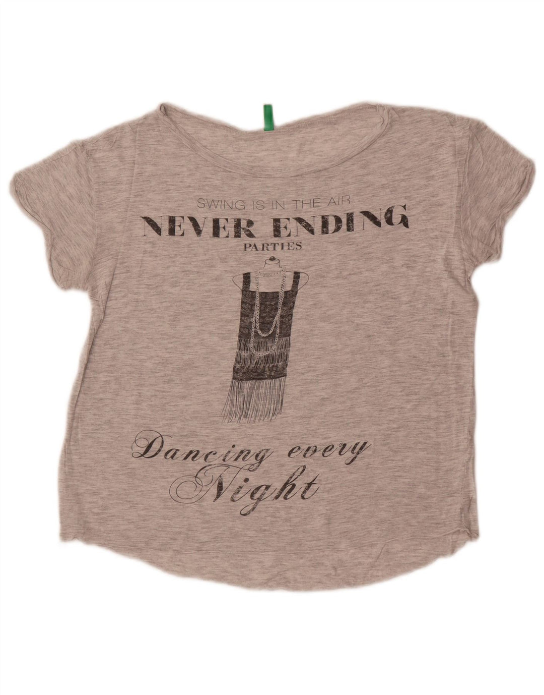 Benetton Womens Graphic T-Shirt Top UK 14 Mittelgrau meliert