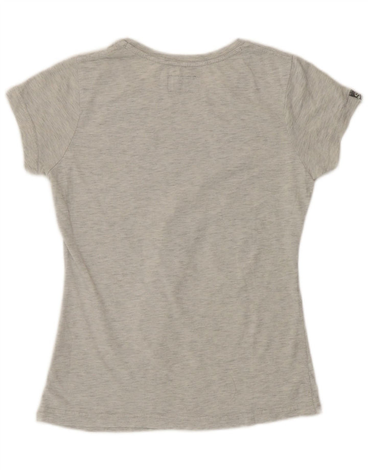 Superdry Damen Grafik-T-Shirt-Oberteil UK 12 Mittelgrau meliertes Polyester