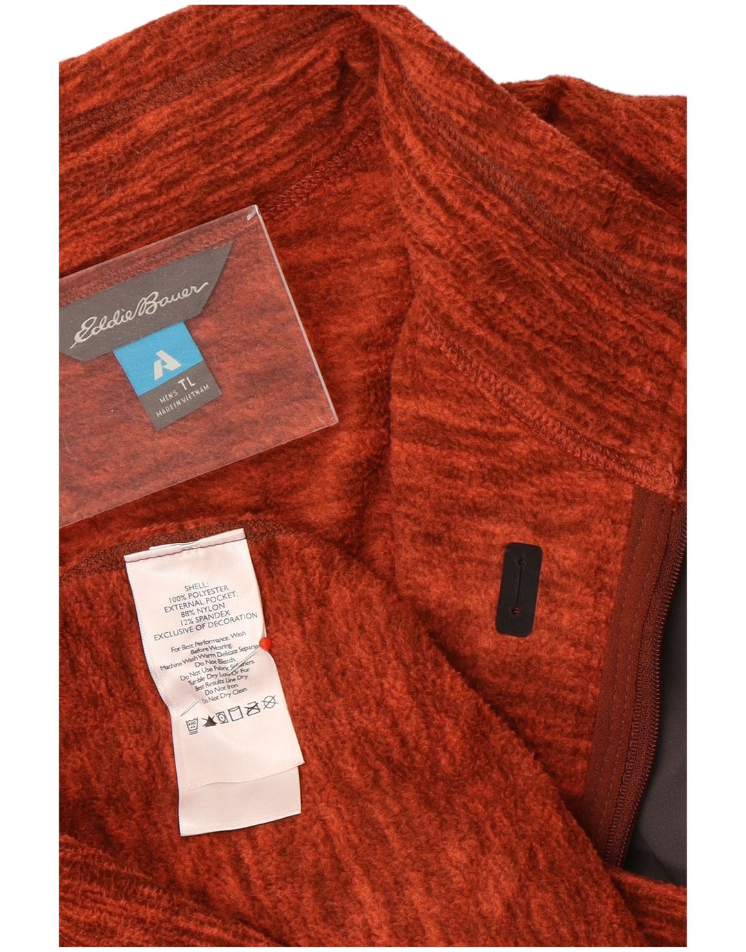 Eddie Bauer Herren-Fleecepullover mit Reißverschluss am Hals, großes, orange geflecktes Polyester
