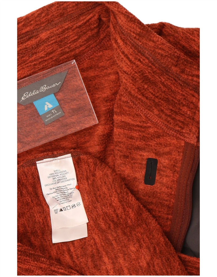 Eddie Bauer Herren-Fleecepullover mit Reißverschluss am Hals, großes, orange geflecktes Polyester