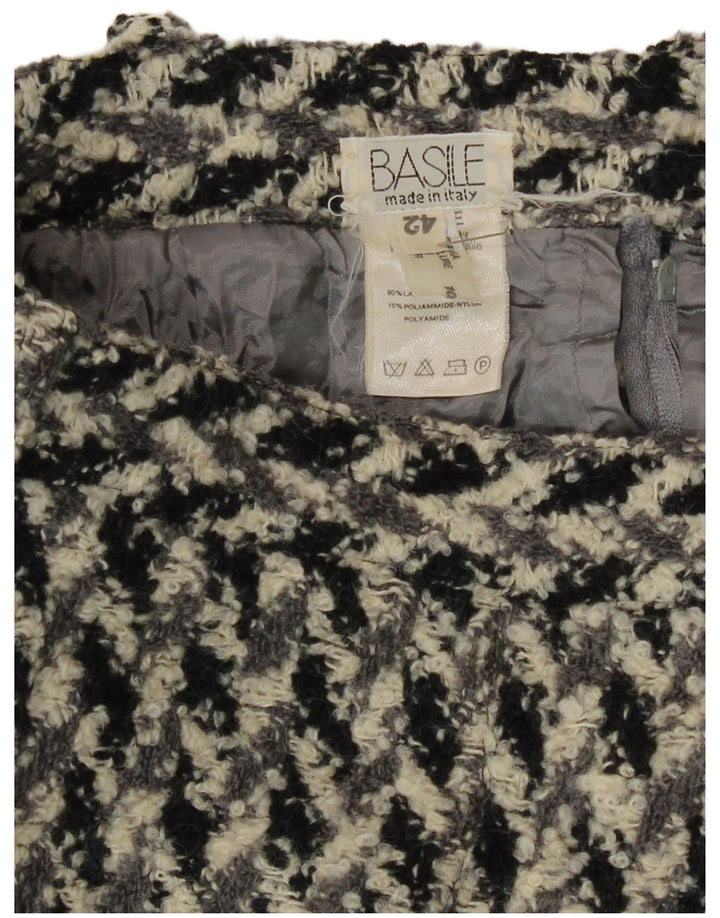 Basile Damen Bleistiftrock IT 42 Medium W28 Mehrfarbige geometrische Wolle