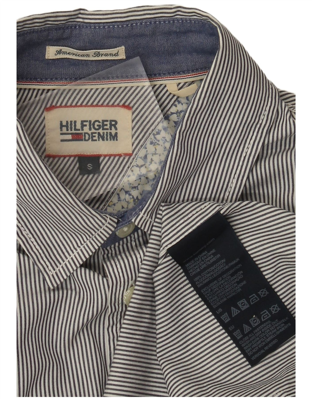 Tommy Hilfiger Herren-Hemd, klein, marineblau, Nadelstreifen-Baumwolle