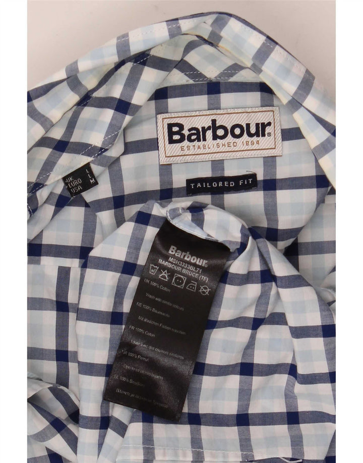 Barbour Herrenhemd, groß, blau kariert, Baumwolle