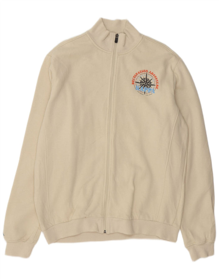 Kappa Herren Grafik-Trainingsanzug-Oberteil, große Jacke aus cremefarbener Baumwolle