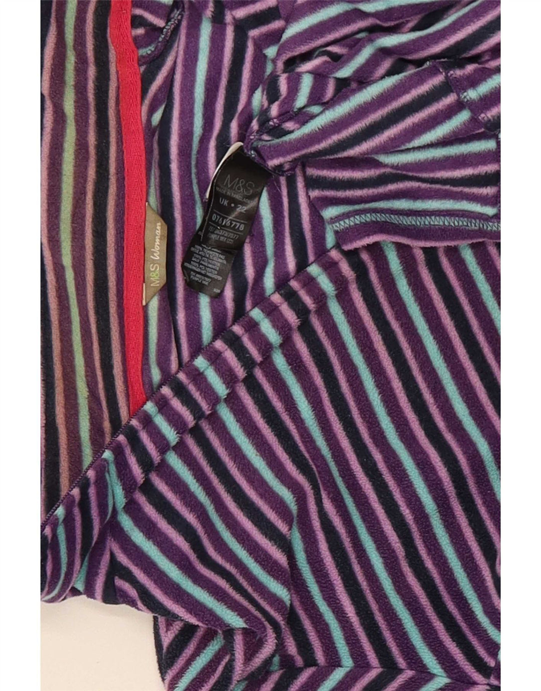 Marks & Spencer Damen Fleecejacke UK 22 2XL Lila gestreift Polyester