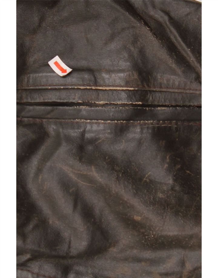 VINTAGE Damen Lederjacke mit 3/4-Ärmeln, UK 14, mittelbraunes Leder