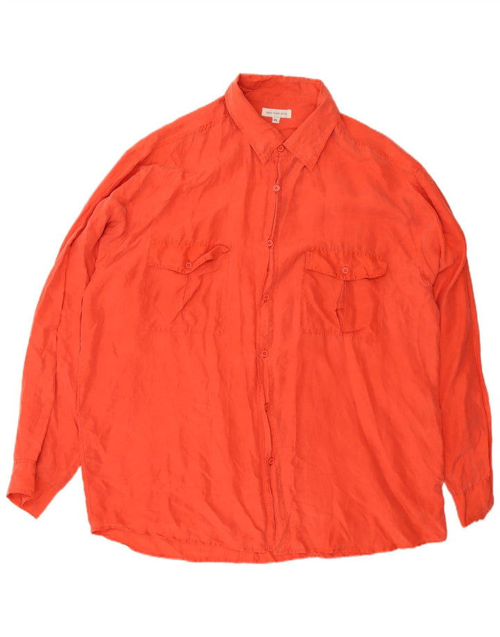 Vintage Herrenhemd XL Orange Seide